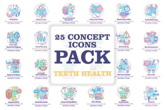 Enhance Your Dental Content with the Teeth Health Concept Icons Bundle