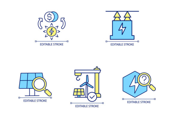 Exploring Clean Energy Generating RGB Color Icons for Modern Design Projects