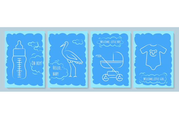 Exploring the Baby Shower Blue Postcard with Icons
