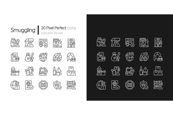 Smuggling Linear Icons Set: Versatile and Stylish