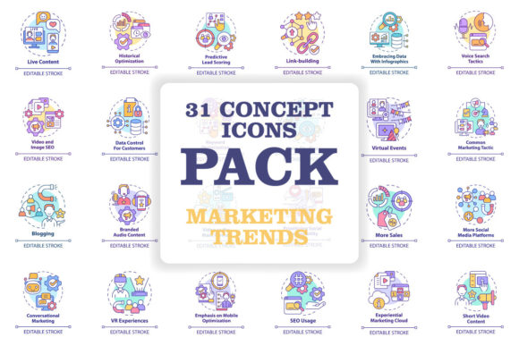 Unlocking Modern Marketing with the Marketing Trends Concept Icons Bundle