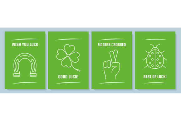 Wishing Luck Green Postcard Set