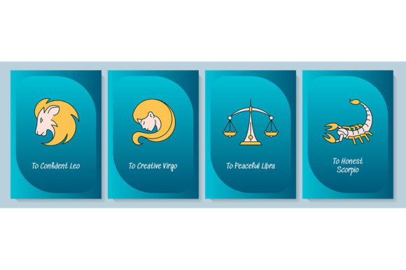 Zodiac Symbols Greeting Card with Icons: A Creative and Versatile Design Solution